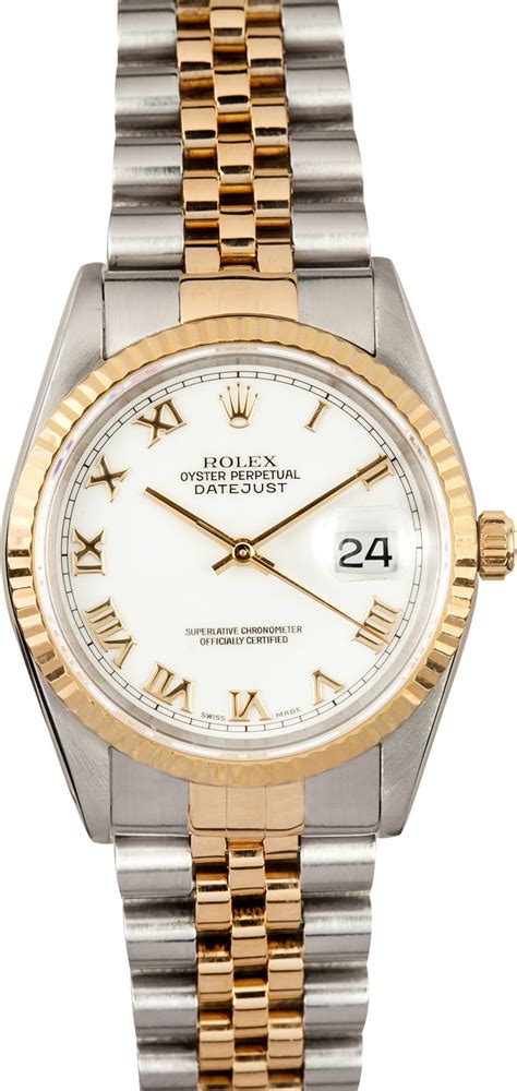 rolex datejust 16233 white roman dial|rolex 16233 diamond bezel.